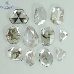 0.97 CT/7 ピース ローズカット ポルキ シェイプ ナチュラル ダイヤモンド ファンシー カラー I1 クラリティ (6.01 MM)