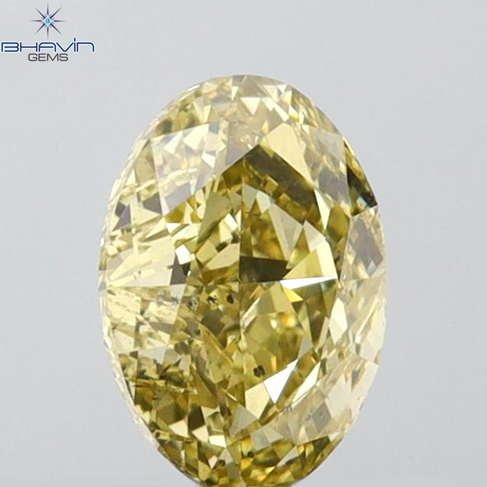 GIA Certified 1.01 CT Oval Shape Natural Diamond Brownish Greenish Yellow (CHAMELEON) Color SI2 Clarity (7.37 MM)