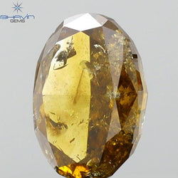 1.01 CT Oval Shape Natural Diamond Brown Orange Color I3 Clarity (7.16 MM)
