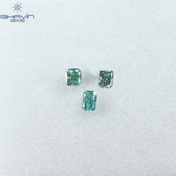 0.29 CT/3 Pcs Radiant Diamond Blue Color Natural Diamond Clarity SI2 (3.18 MM)