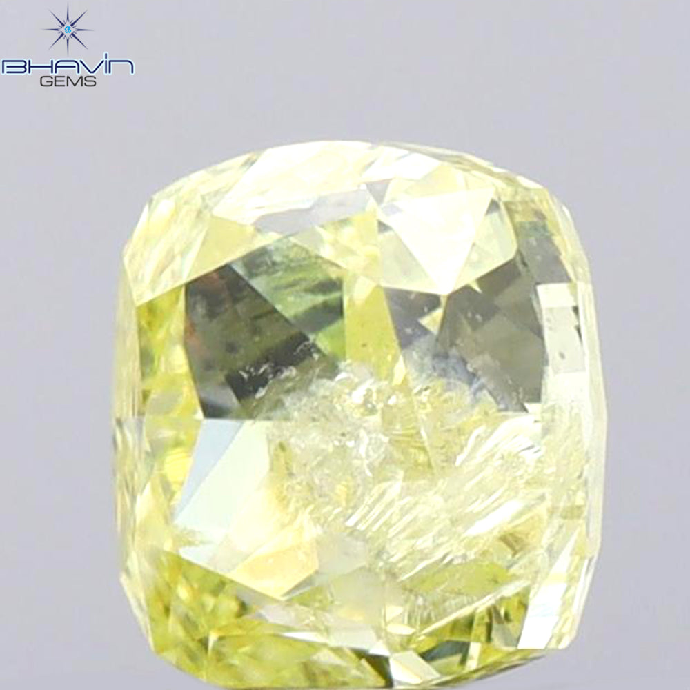 1.01 CT Cushion Shape Natural Diamond Yellow Color I1 Clarity (5.22 MM)