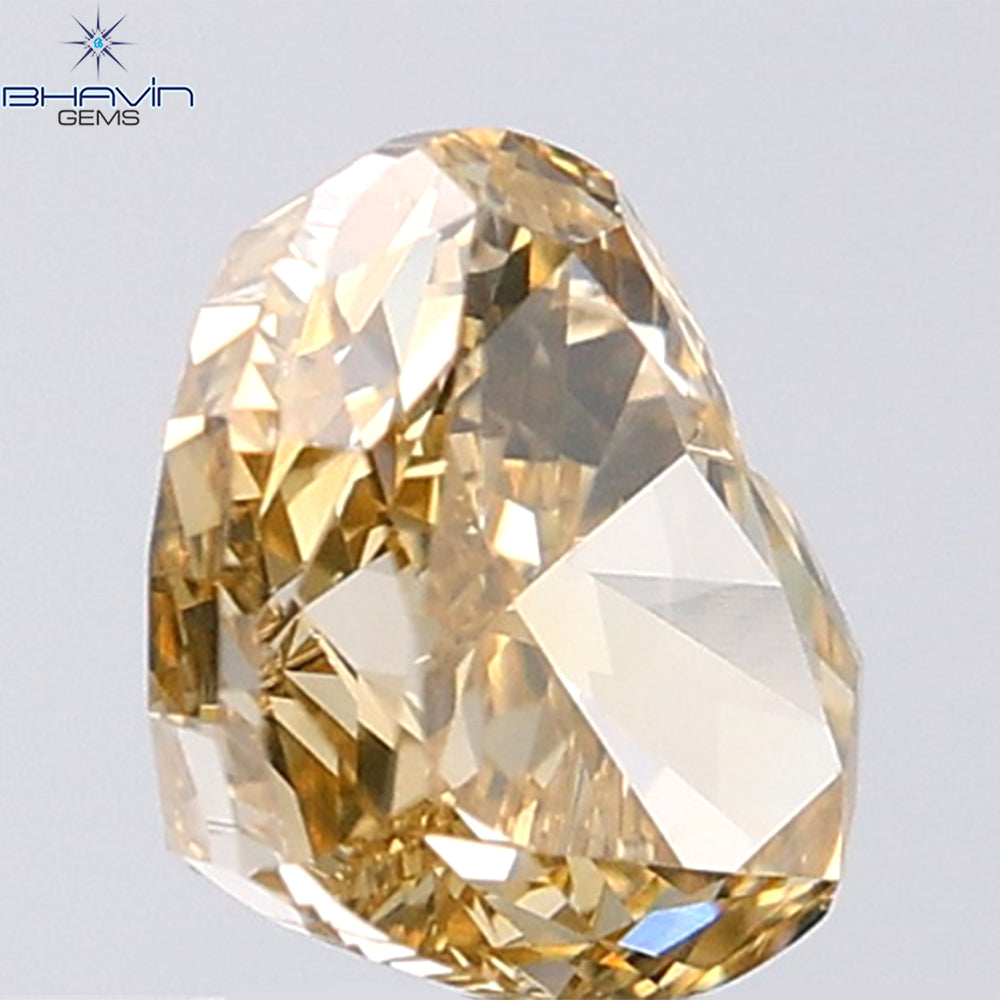 1.03  CT Heart Shape Natural Diamond Brown Orange Color VS1 Clarity (6.52 MM)
