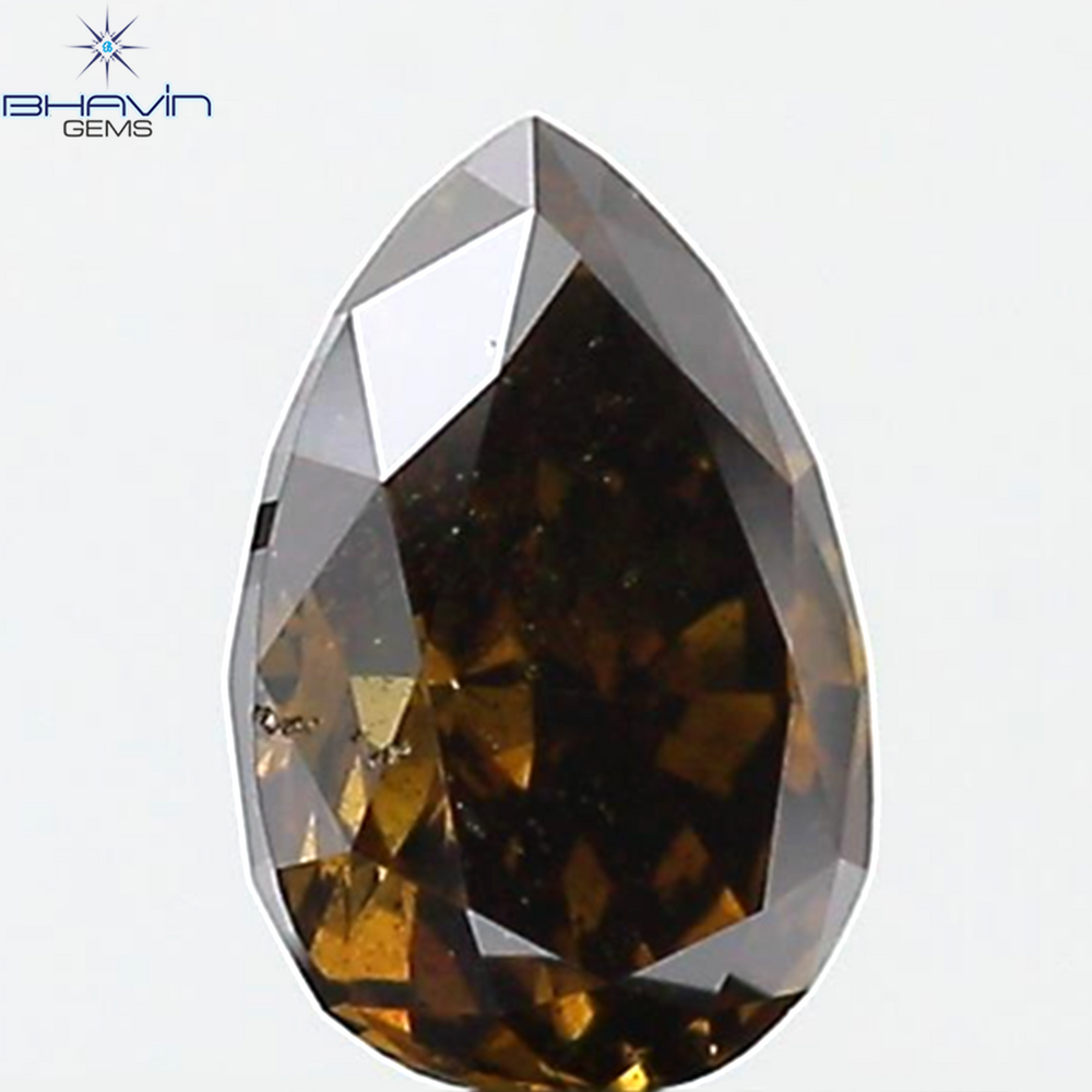 0.66 CT Pear Shape Natural Diamond Brown Color SI2 Clarity (6.68 MM)