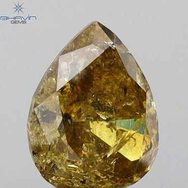 0.62 CT Pear Shape Natural Loose Diamond Brown Orange Color I3 Clarity (6.06 MM)