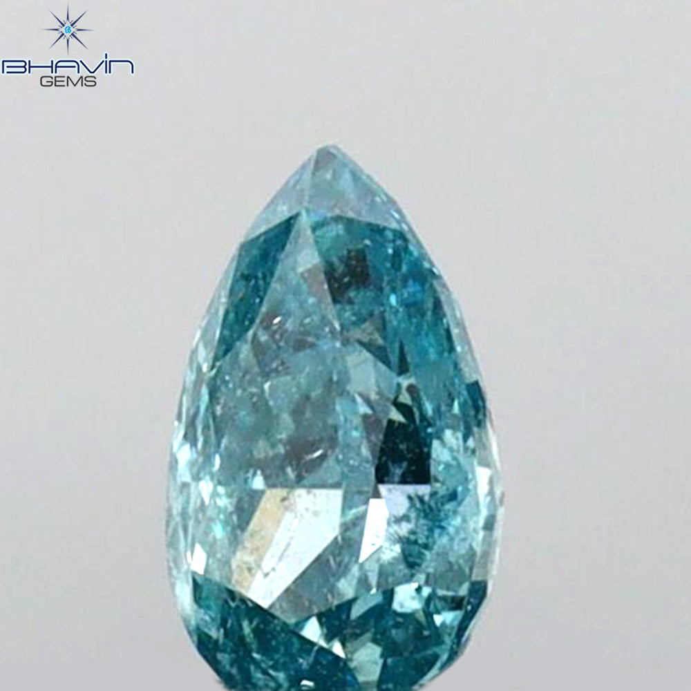 0.21 CT Pear Shape Natural Diamond Greenish Blue Color SI2 Clarity (4.72 MM)