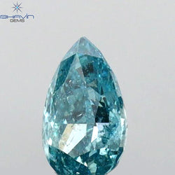 0.21 CT Pear Shape Natural Diamond Greenish Blue Color SI2 Clarity (4.72 MM)