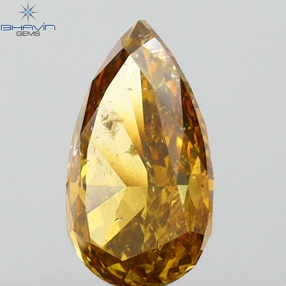 0.65 CT Pear Shape Natural Diamond Green (Chameleon) Color SI2 Clarity (4.20 MM)