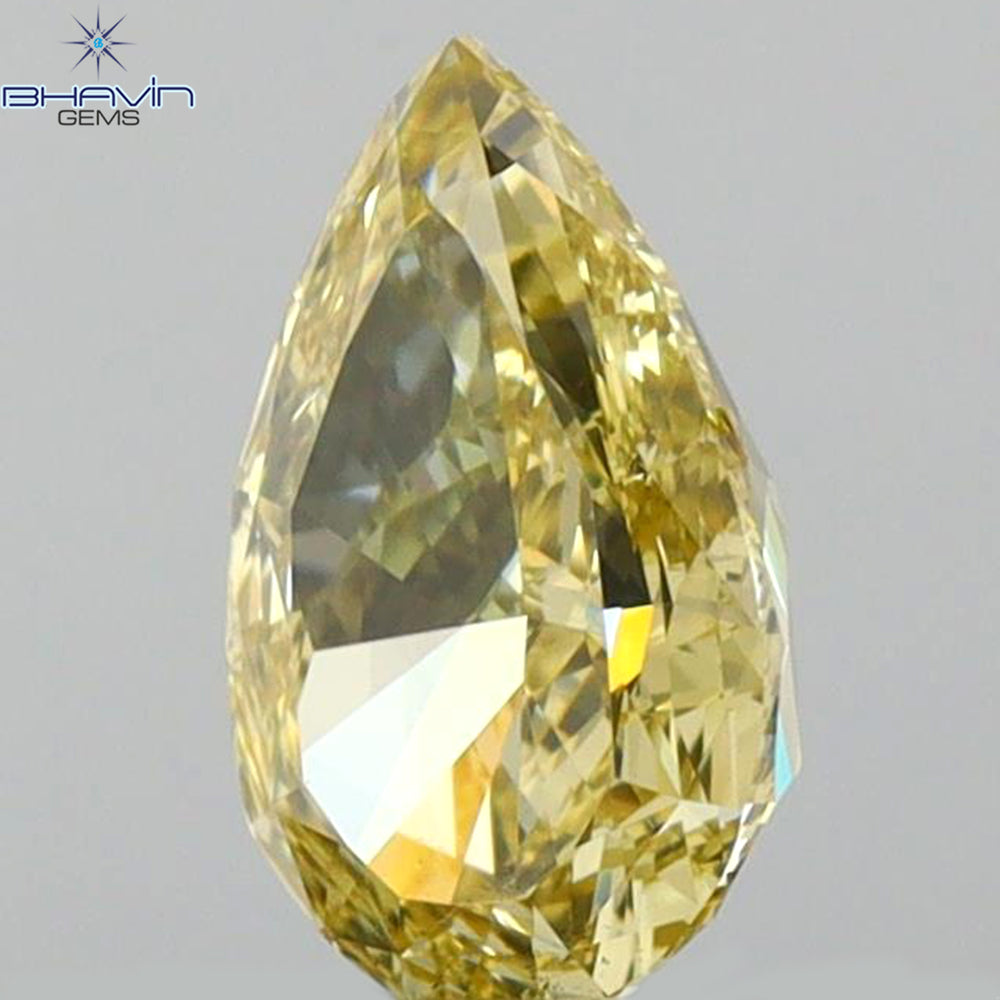 0.71 CT Pear Shape Natural Diamond Yellow Color VS1 Clarity (7.23 MM)