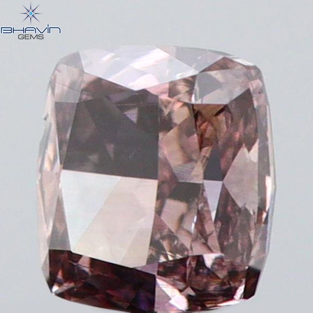 0.24 CT Cushion Shape Natural Diamond Brown Pink Color VS2 Clarity (3.56 MM)