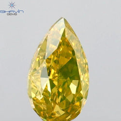 0.37 CT Pear Shape Natural Diamond Green Yellow Color VS2 Clarity (5.72 MM)