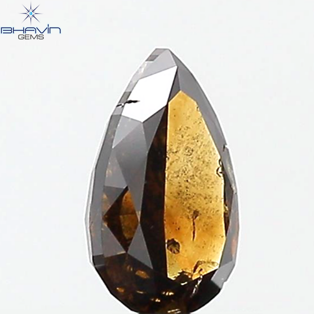 0.53 CT Pear Shape Natural Diamond Brown Color I1 Clarity (6.53 MM)