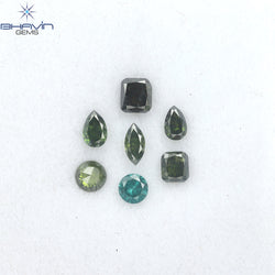 0.83 CT/7 Pcs Mix Diamond Natural Diamond Green-Blue Diamond Clarity SI (4.20 MM)