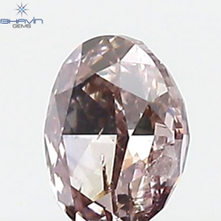 GIA Certified 0.26 CT Oval Shape Natural Diamond Brown Pink Color I2 Clarity (4.42 MM)