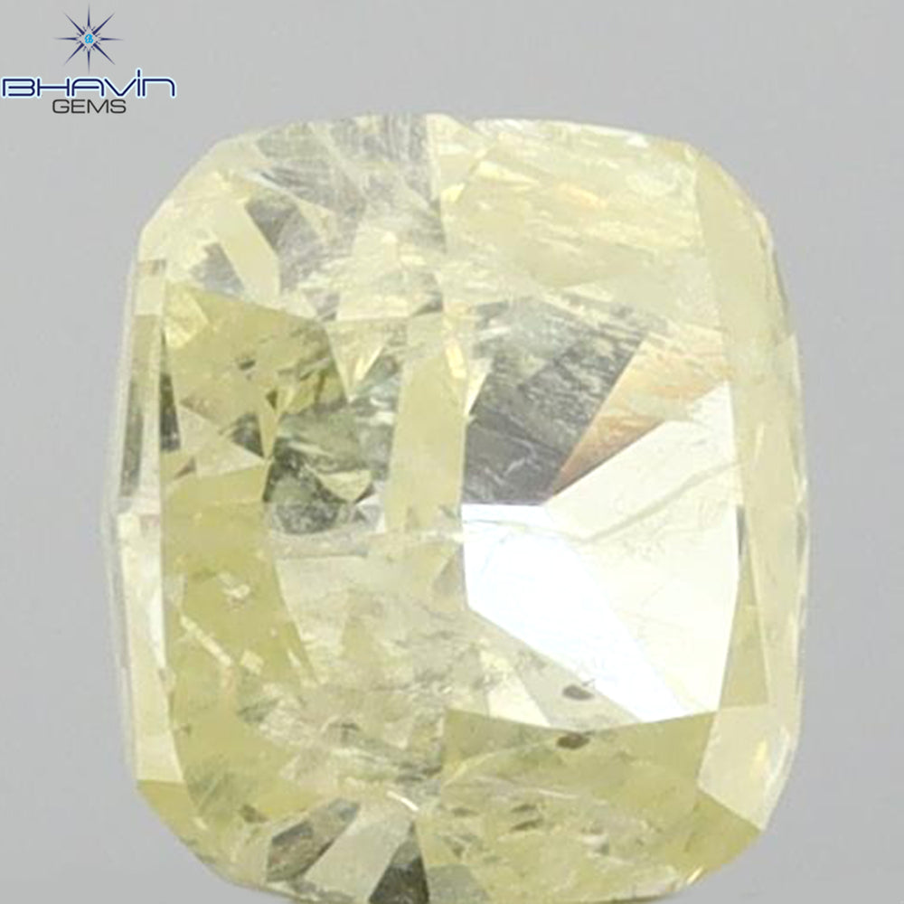0.87 CT Cushion Shape Natural Diamond Yellow Color I3 Clarity (5.32 MM)