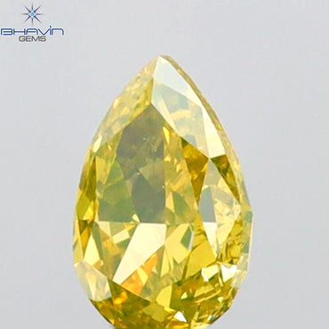 0.30 CT Pear Shape Natural Diamond Green Yellow Color VS1 Clarity (5.00 MM)