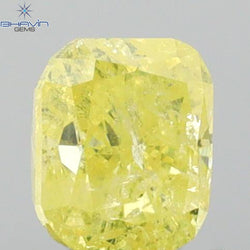 0.62 CT Cushion Shape Natural Diamond Yellow Color I3 Clarity (4.82 MM)