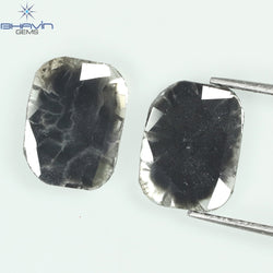 1.75 CT/5 ピース スライス形状 天然ダイヤモンド ソルト アンド ペッパー カラー I3 クラリティ (10.45 MM)