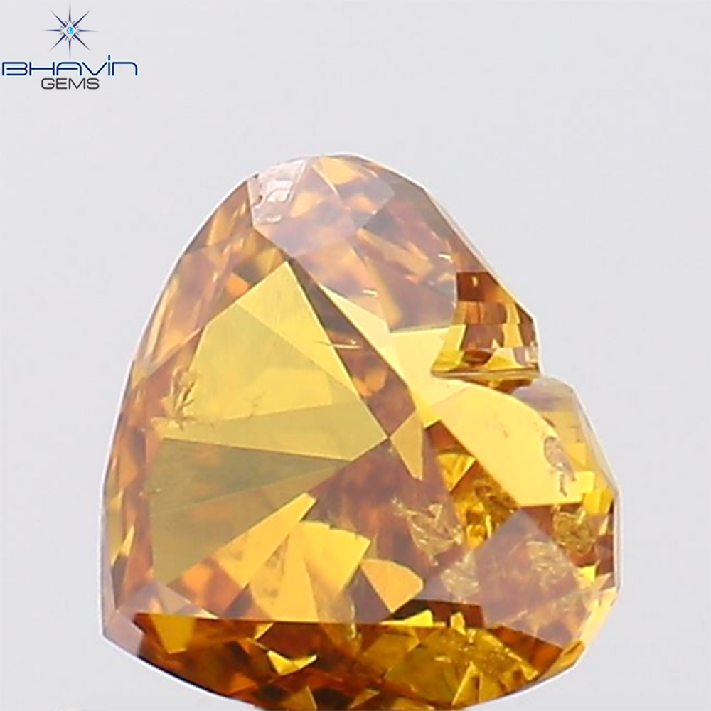 0.57 CT Heart Shape Natural Diamond Orange Color SI1 Clarity (5.22 MM)