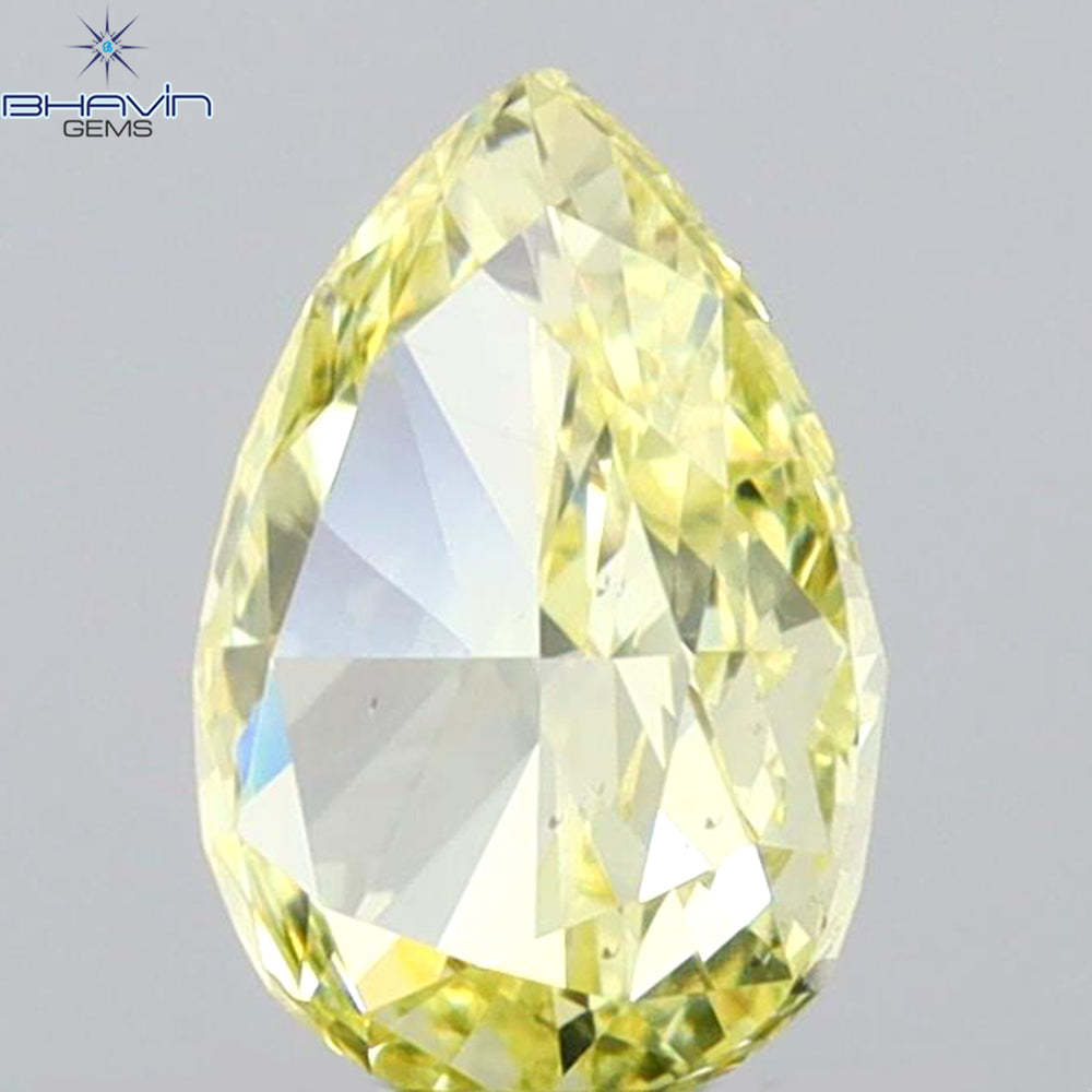 0.60 CT Pear Shape Natural Diamond Yellow Color VS2 Clarity (6.48 MM)