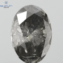0.99 CT Oval Shape Natural Diamond Grey Color I2 Clarity (7.52 MM)