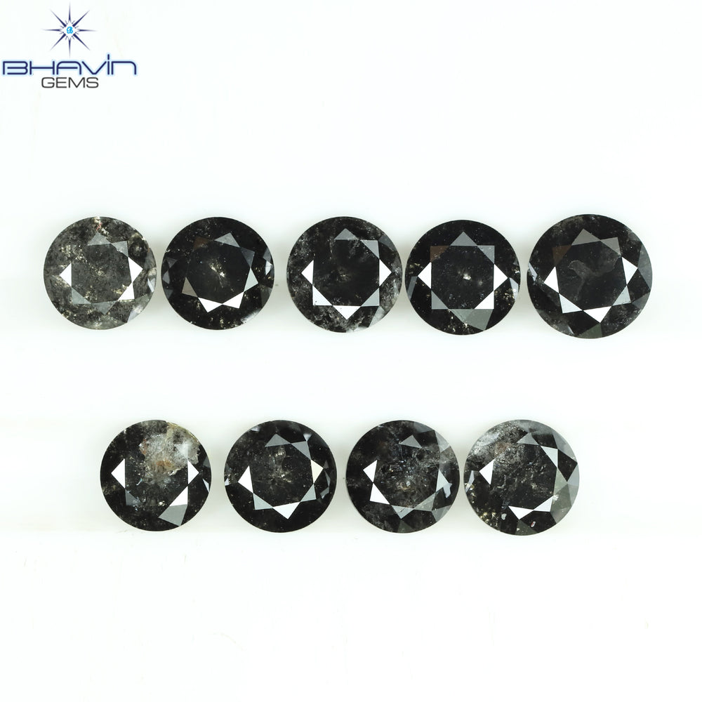 2.69 CT/9 Pcs Round Shape Natural Loose Diamond Salt And pepper Color I3 Clarity (4.25 MM)