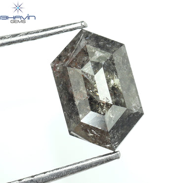 1.54 CT Hexagon Shape Natural Loose Diamond Salt And pepper Color I3 Clarity (9.02 MM)