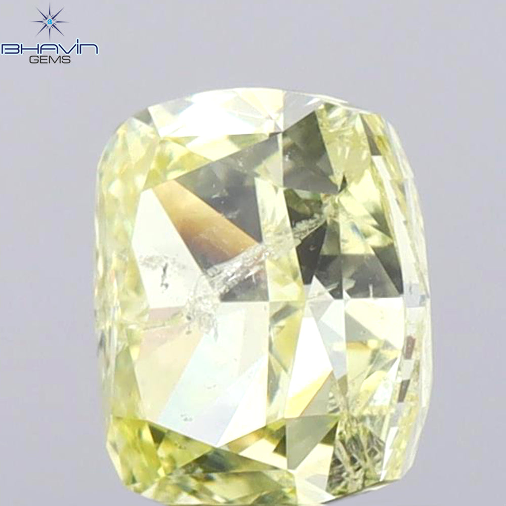 1.01 CT Cushion Shape Natural Diamond Yellow Color I2 Clarity (5.78 MM)