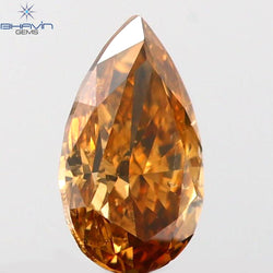 0.19 CT Pear Shape Natural Diamond Brown Orange Color SI1 Clarity (4.82 MM)