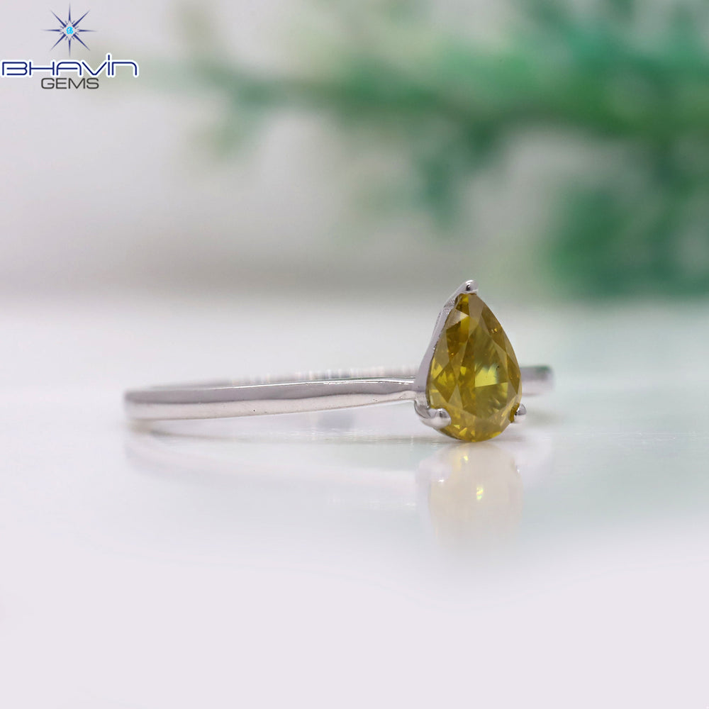 Pear Diamond Natural Diamond Ring Yellow Color Gold Ring Engagement Ring