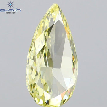 0.64 CT Pear Shape Natural Diamond Yellow Color VVS1 Clarity (8.52 MM)