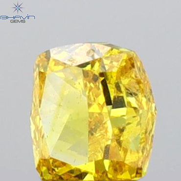 GIA Certified 0.25 CT Cushion Diamond Orange Yellow Color Natural Diamond I1 Clarity (3.67 MM)