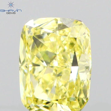 0.26 CT Cushion Shape Natural Diamond Yellow Color VS2 Clarity (4.06 MM)
