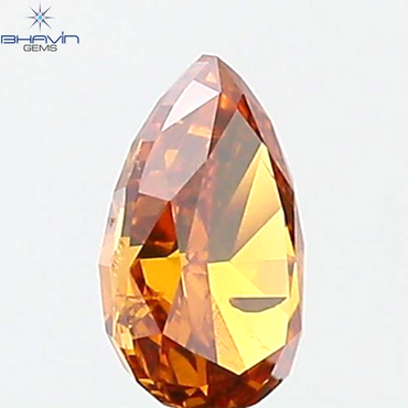 0.49 CT Pear Shape Natural Diamond Orange Color I1 Clarity (6.00 MM)