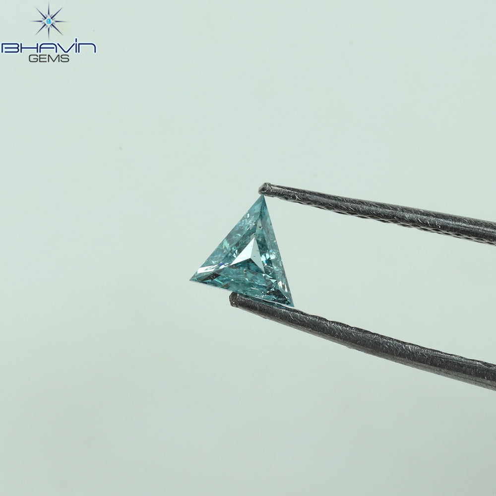0.19 CT Triangle Shape Natural Diamond Blue Color I2 Clarity (4.64 MM)