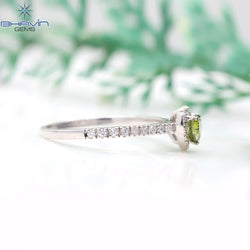 Heart Diamond Natural Diamond Ring Green Color Gold Ring Engagement Ring