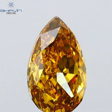0.23 CT Pear Shape Natural Diamond Orange Color VS2 Clarity (4.82 MM)