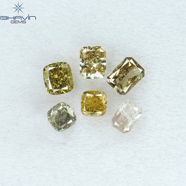 1.68 CT/6 Pcs Cushion Shape Natural Diamond Mix Color SI1 Clarity (4.50 MM)