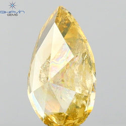 0.63 CT Pear Shape Natural Loose Diamond Yellow Orange Color I3 Clarity (7.53 MM)