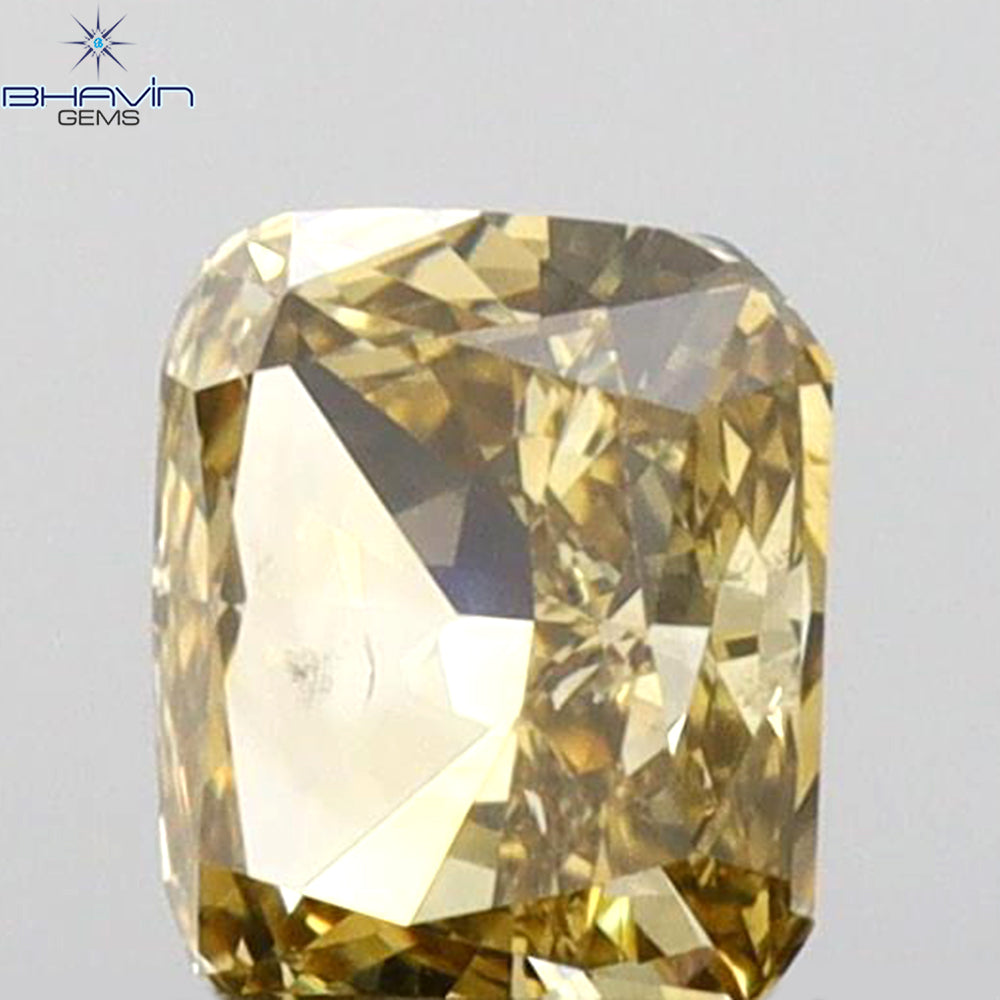 0.46 CT Cushion Shape Natural Loose Diamond Green Yellow Color SI1 Clarity (4.66 MM)