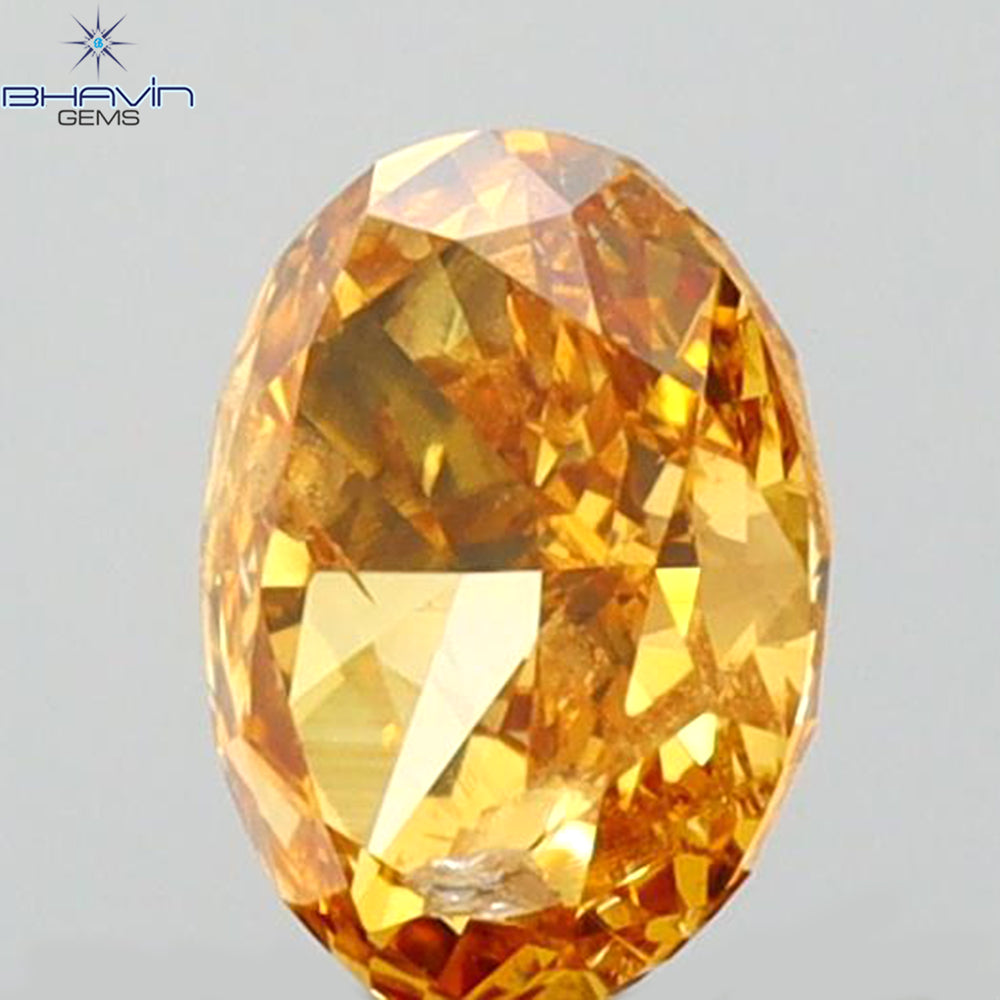 0.35 CT Oval Shape Natural Diamond Orange Color SI1 Clarity (4.99 MM)