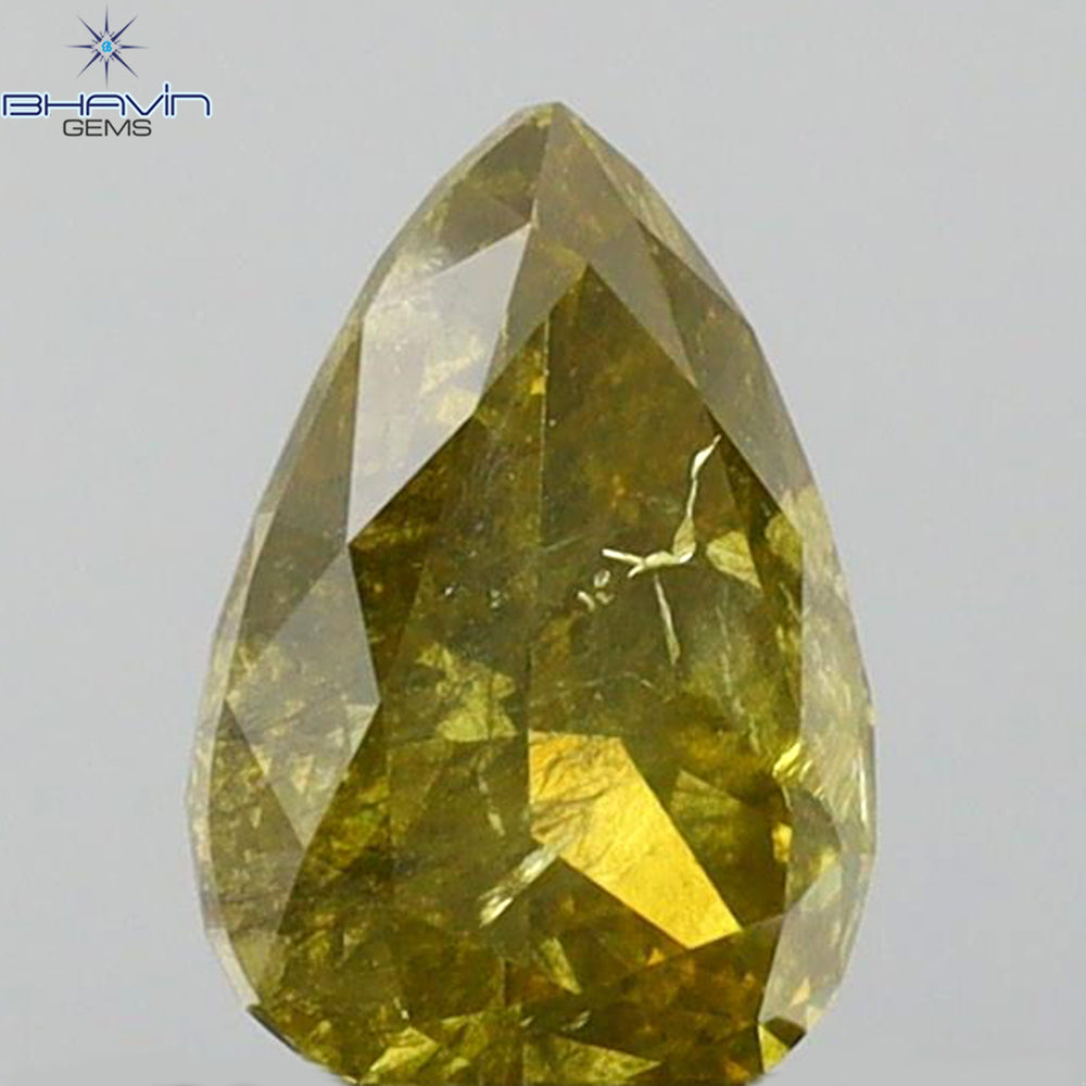 0.64 CT Pear Shape Natural Diamond Green Color I2 Clarity (6.48 MM)