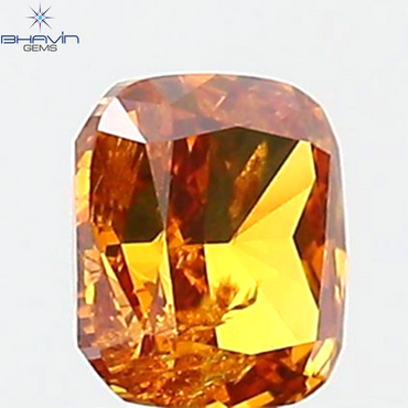 0.50 CT Cushion Shape Natural Diamond Orange Color I1 Clarity (4.67 MM)