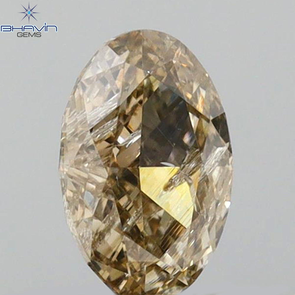 0.55 CT Oval Shape Natural Diamond Brown-Pink Color I2 Clarity (6.47 MM)