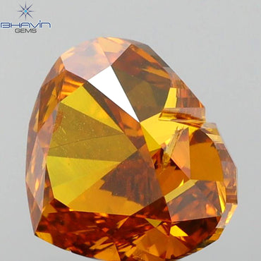 1.99 CT Heart Shape Natural Diamond Orange Yellow Color SI1 Clarity (7.47 MM)
