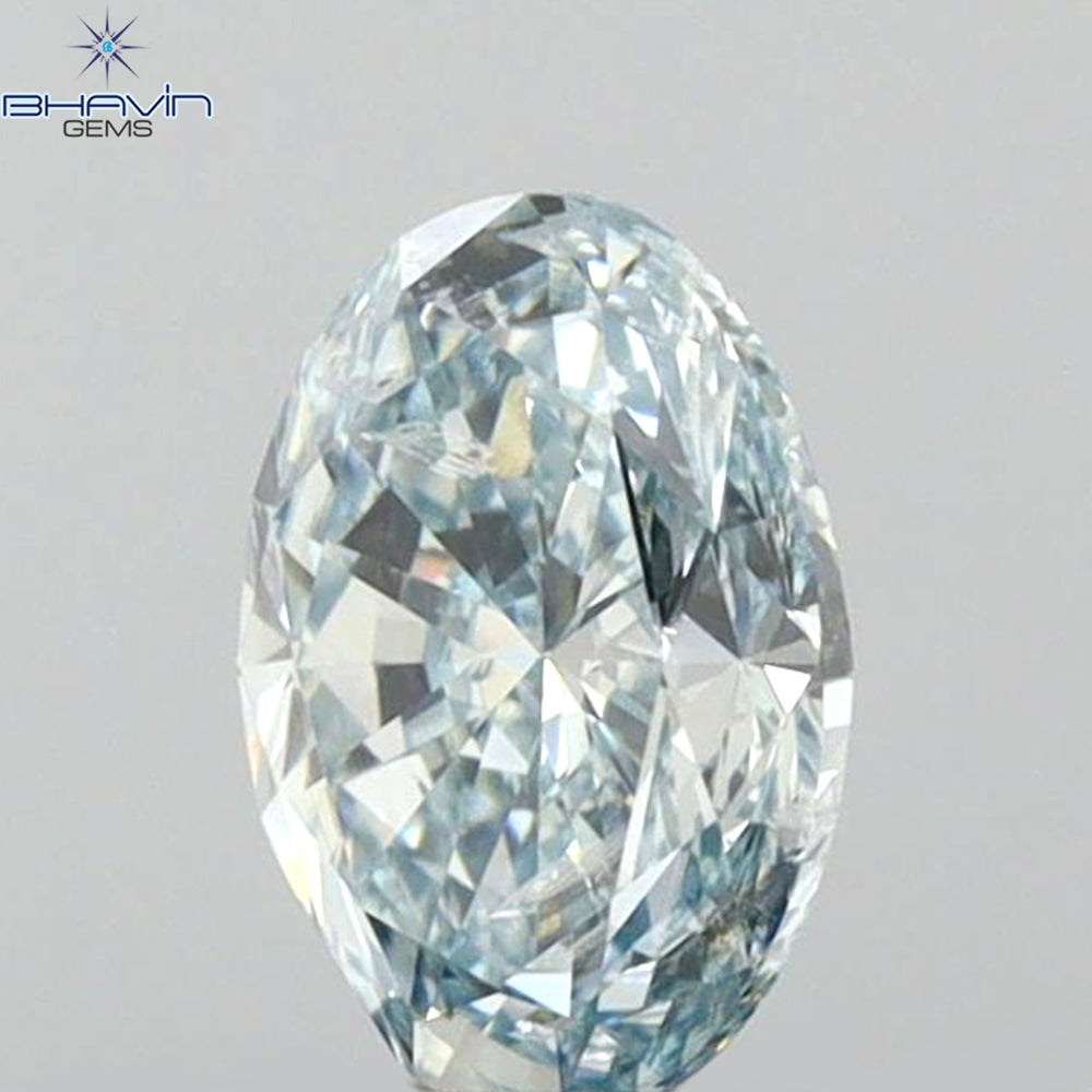 0.50 CT Oval Shape Natural Diamond Blue Color SI2 Clarity (6.00 MM)