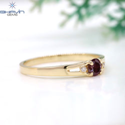 Round Diamond Natural Diamond Ring Pink Color Gold Ring Engagement Ring