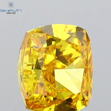 GIA Certified 0.25 CT Cushion Diamond Orange Yellow Color Natural Diamond SI1 Clarity (3.73 MM)