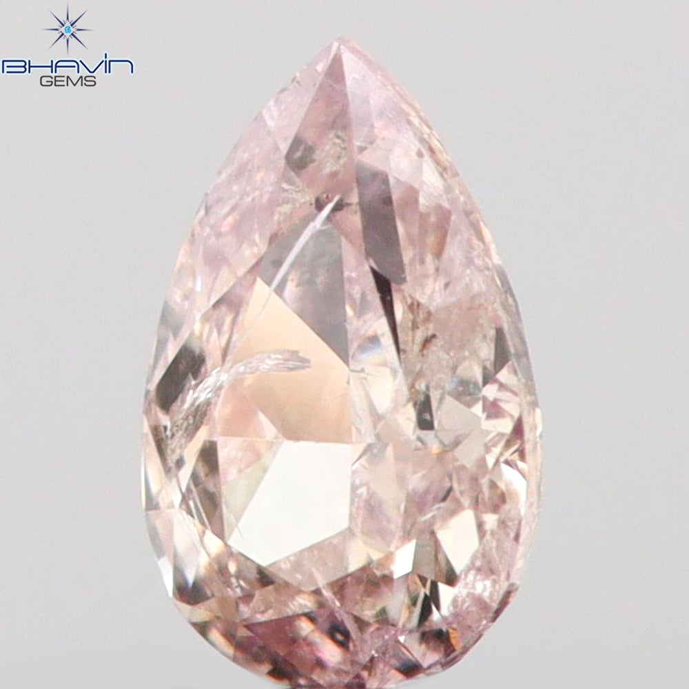 0.18 CT Pear Shape Natural Diamond Pink Color I1 Clarity (4.34 MM)