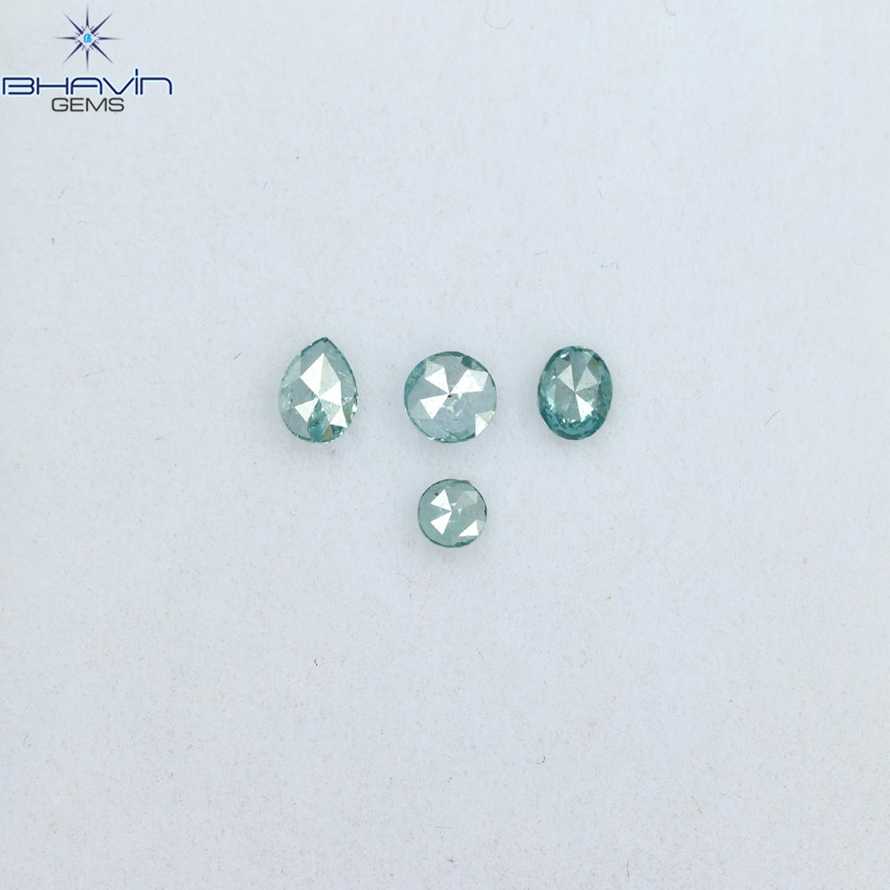 0.29 CT/4 Pcs Mix Shape Natural Diamond Blue Color I1 Clarity (3.60 MM)
