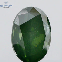 0.41 CT Oval Shape Natural Diamond Green Color I1 Clarity (5.19 MM)